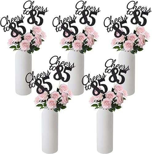 Miniatura 17 de Gexolenu Cheers to 40, paquete de 10 centros de mesa de cumpleaños de 40 cumpleaños con purpurina de color oro rosa de doble cara para mesas