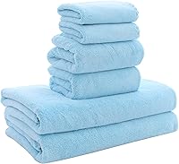 Vista 1 de MOONQUEEN Juego de toallas ultra suaves, de secado rápido, 2 toallas de baño, 2 toallas de mano y 2 toallas pequeñas, toalla de terciopelo coral