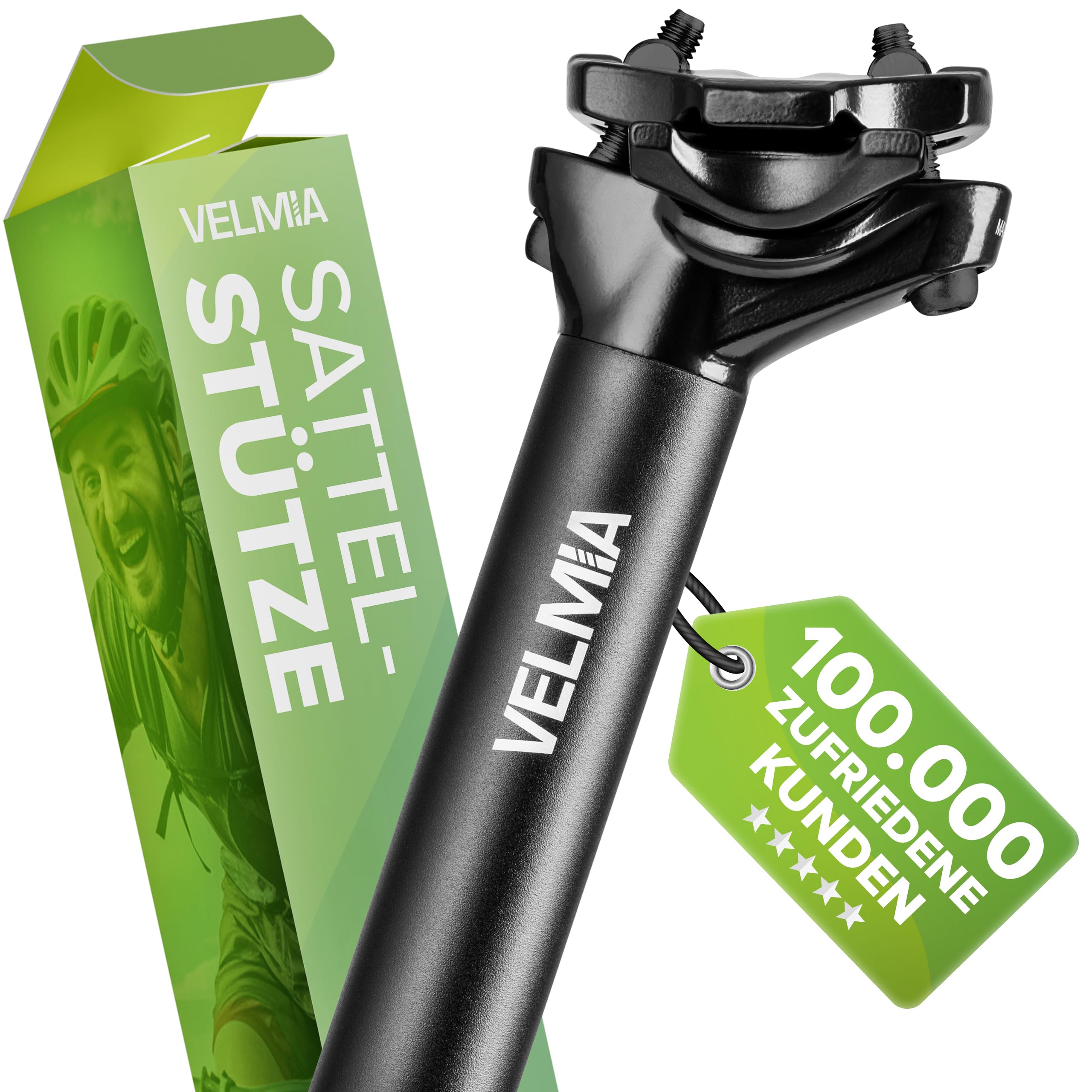 VELMIA Sattelstütze 27.2-31.6mm - Einfache Montage & Höhenverstellung - Stange für Fahrradsattel aus Aluminium - Für E-Bikes, MTB, Trekking - Langlebige & Zuverlässige sattelstange