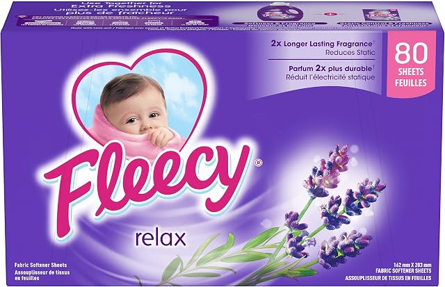 Fleecy Fabric Softener Dryer Sheets - For Irresistibly Soft & Static-Free Clothes | Paraben & Phosphate Free | Softener for Laundry | Relax, 80 Sheets