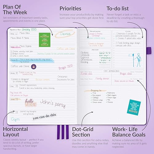Miniatura 3 de GoGirl Planner Pro Agenda semanal y organizador con diseño horizontal + páginas de seguimiento de presupuestos y gastos, diario de objetivos, sin