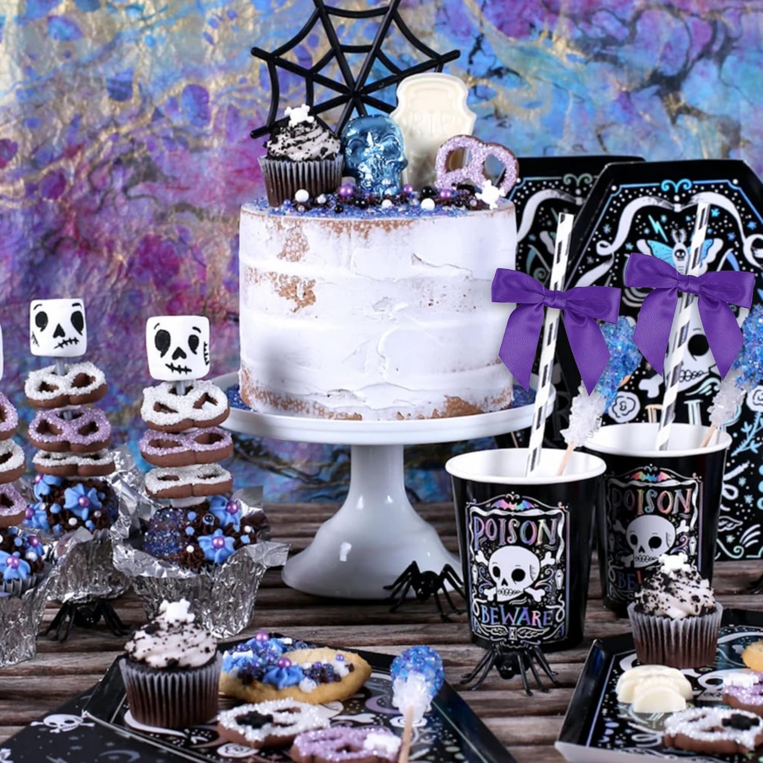 AIMUDI Purple Bows Christmas Decorations 3.5" Pre Tied Satin Ribbon Bows Premade Twist Tie Bows for Treat Bags Ribbon for Cake Pop Candy Apple Small Bows for Crafts Gift Wrapping Party Favor-50 Counts - Image 3