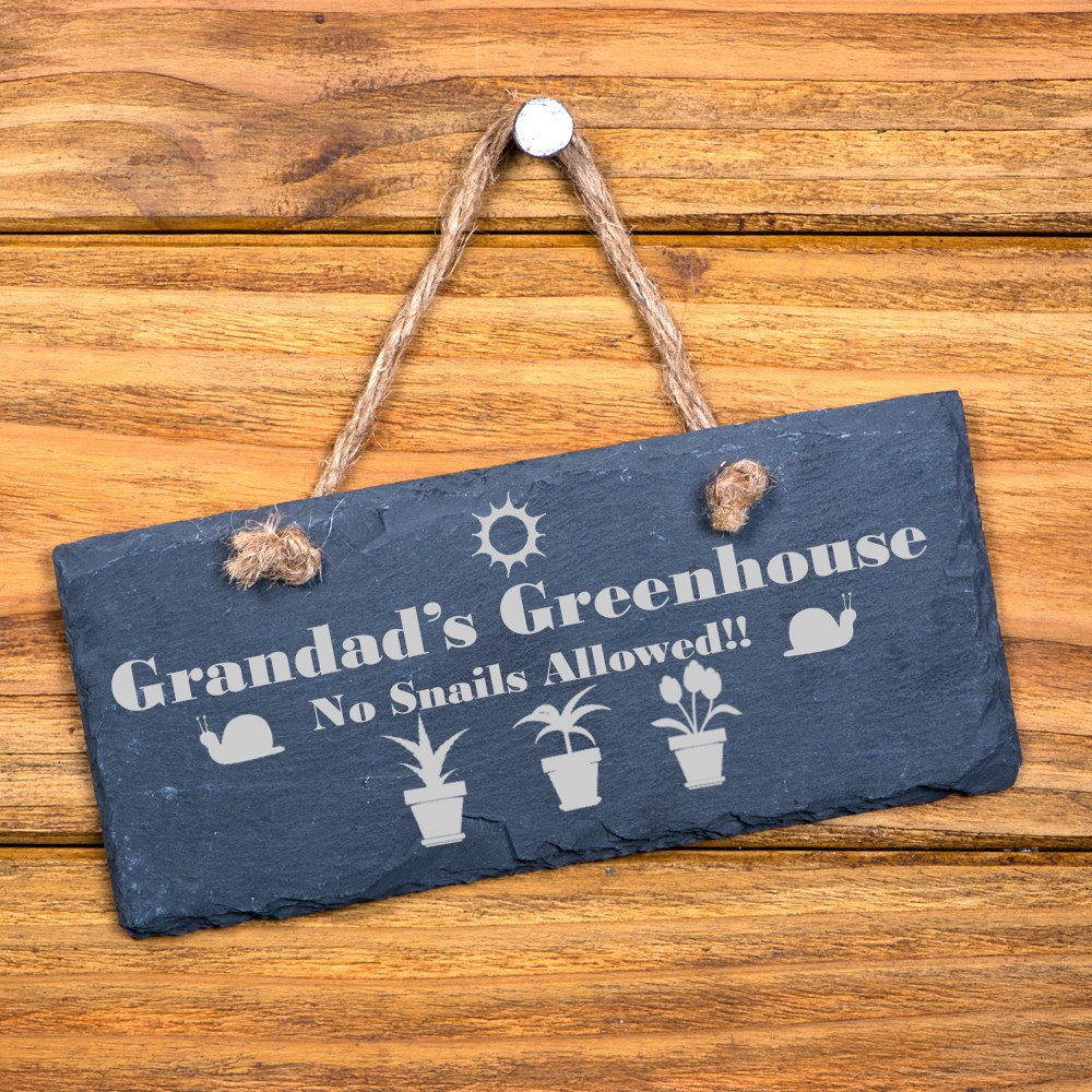 Ukgiftstoreonline Grandad's Greenhouse Slate Garden Plaque - No Snails