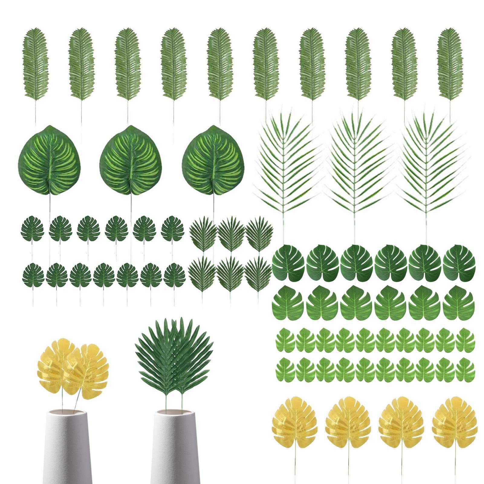 人工葉 造花 熱帯のヤシの葉 モンステラの葉 サファリパーク 8種類 78個 Amazon｜78個 8種類の偽物の葉、熱帯のヤシの葉、モンステラの葉