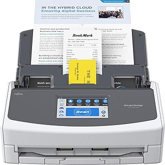ScanSnap iX1600 Photo and Document Scanner, Wireless or USB, High-Speed, Cloud Enabled, Large Touchscreen, Auto Document Feeder, Mac or PC, White