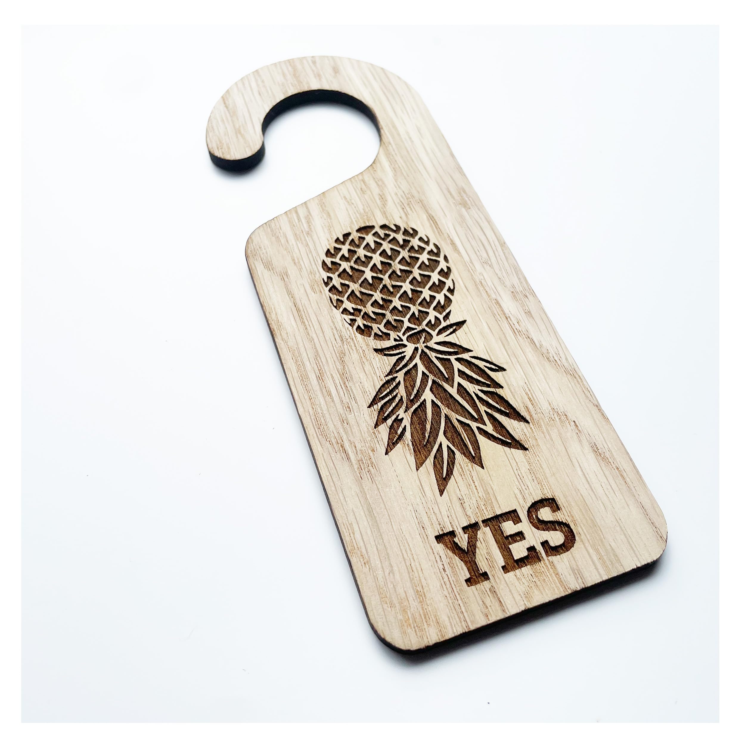 Upside Down Pineapple Swingers Wooden Hanging Door Knob Sign