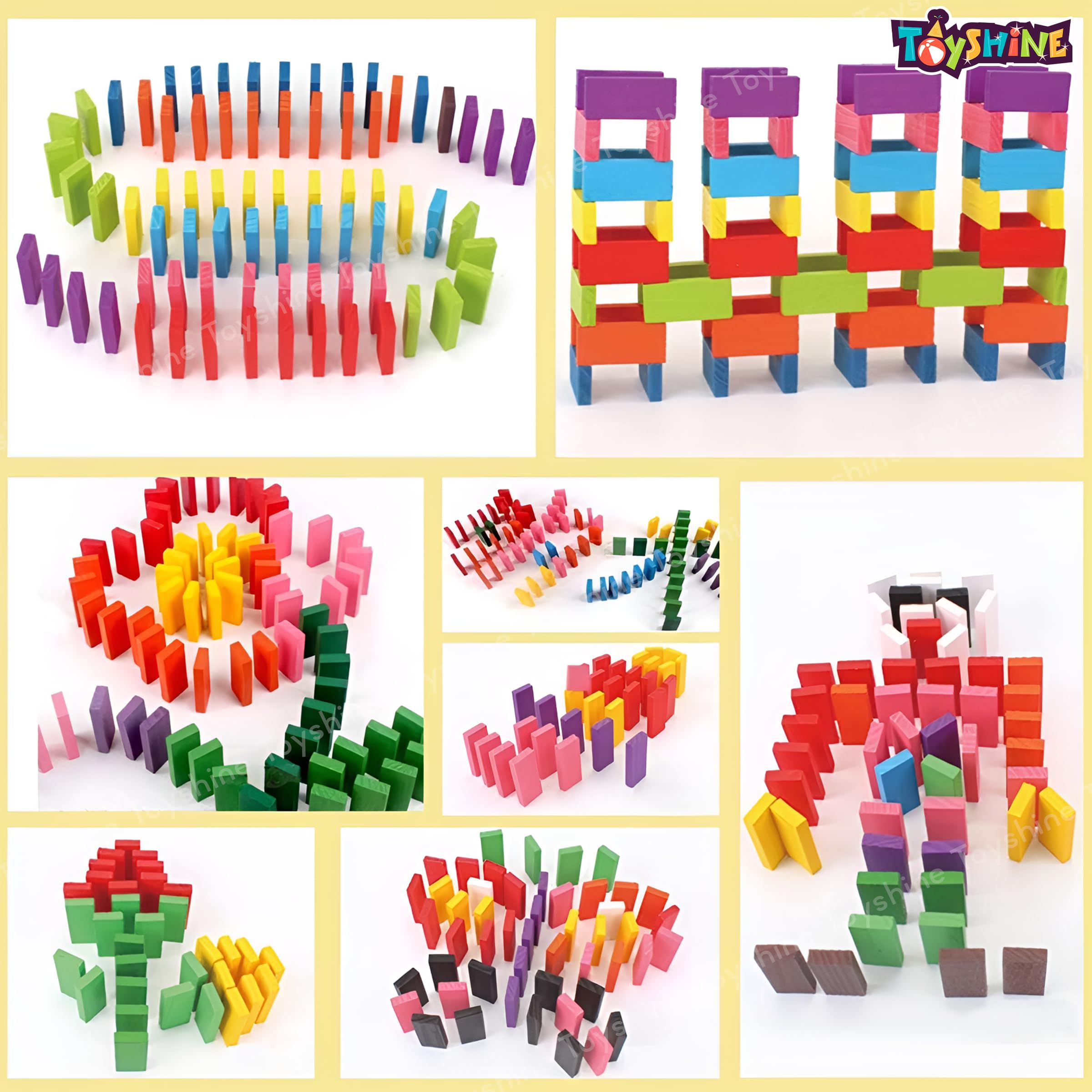 Toyshine 240 pcs 12 Color Wooden Dominos Blocks Set, for Kids Game Educational Play Toy Domino Racing Toy Game - Image 3 thumbnail