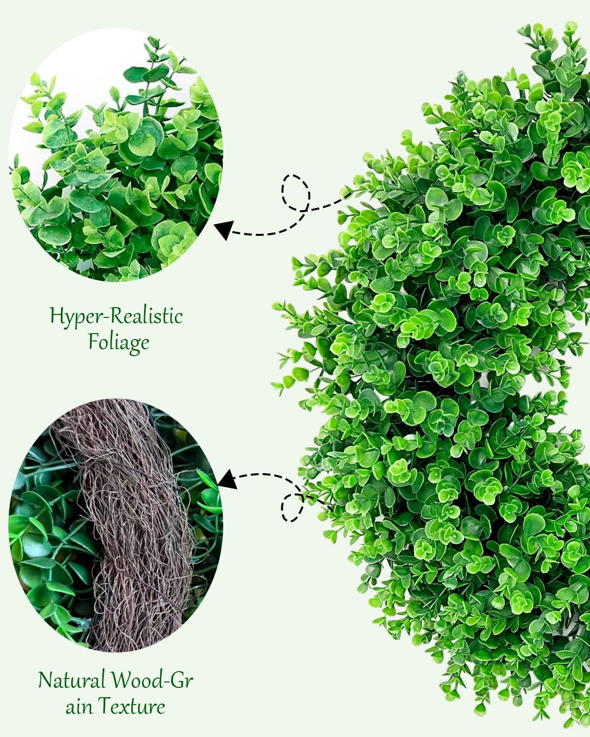 2 Pack Artificial Boxwood Wreath, 26" Boxwood Wreaths for Front Door, Large Greenery Outdoor Faux Boxwood Wreath for Porch, Window, Wall - All Seasons, Spring Summer Fall Indoor & Outdoor Use