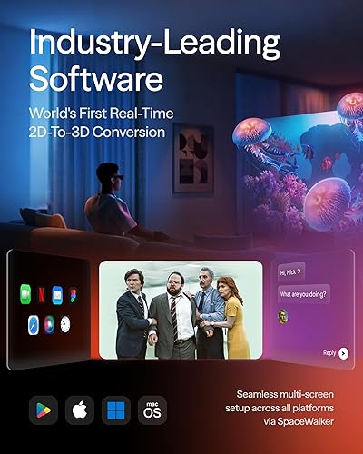 Vista 7 de VITURE Lentes Luma Pro XR — Pantalla ultra afilada de 152 pulgadas, 1200p 120 Hz, FOV de 52°, película electrocrómica, ajustes de miopía, audio