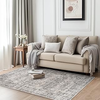 Rug 120x170cm - Non Slip Washable for Living Room, Bedroom, Faux Wool Short Pile Carpet with Anti Slip Backing for Kitchen, Hallway