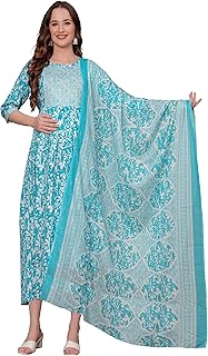 SKY FAB Women Viscose Rayon Maternity and Feeding Dress Kurta with Dupatta with Zipper