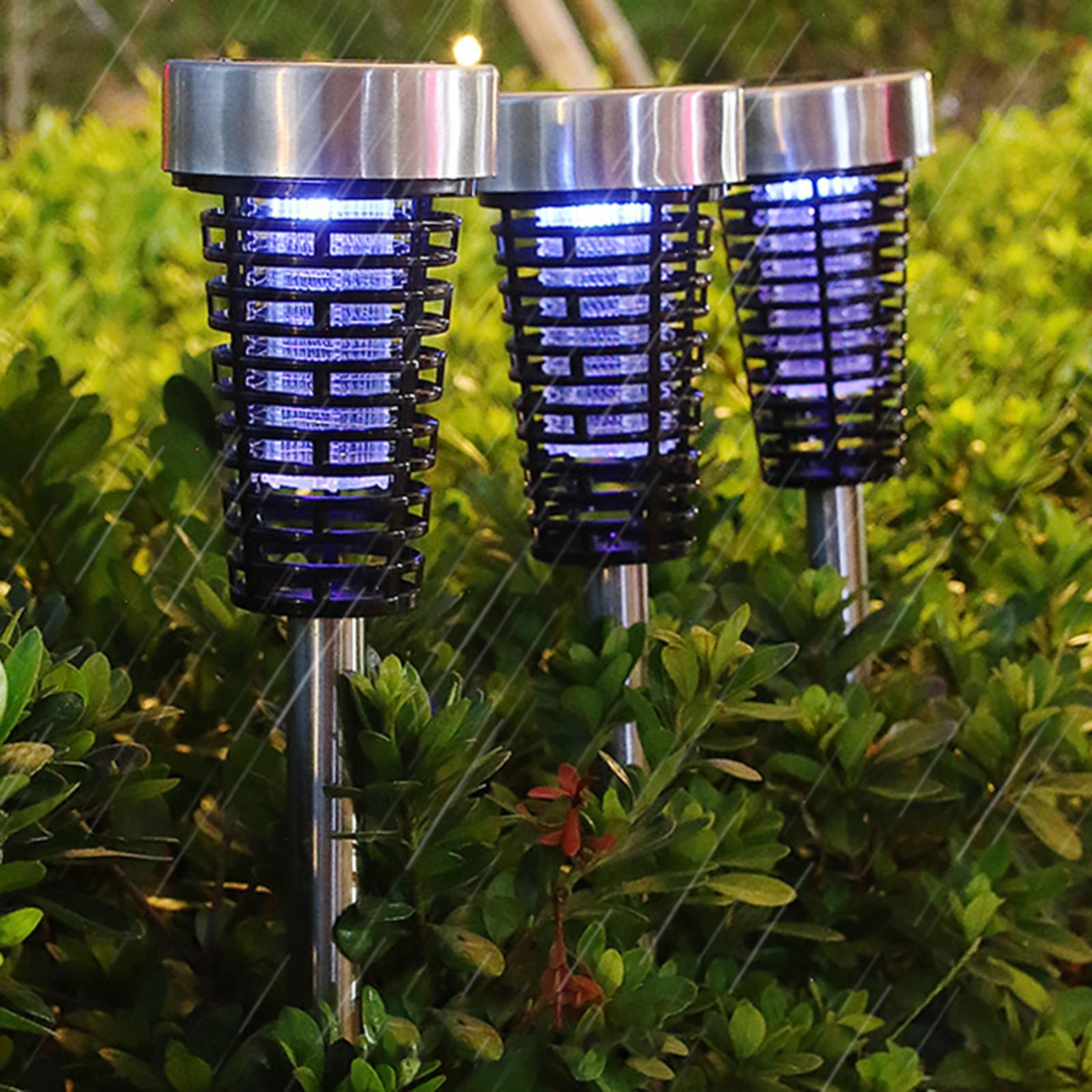 Insetticida Solare per Esterni 2 Pack di Mosche Assassine da Campo Patio Impermeabile Repellente per Zanzare Trappola a Luce LED per Insetti per Giardino, Campeggio, Picnic