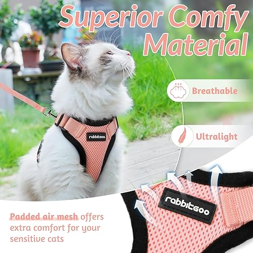 Miniatura 104 de rabbitgoo Arnés y correa para caminar, a prueba de escapes, chaleco suave y ajustable para gatos, fácil de controlar, transpirable, tiras