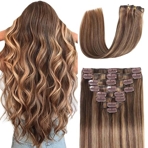 POGINJA Clip in Hair Extensions 14inch 80g 8Pcs