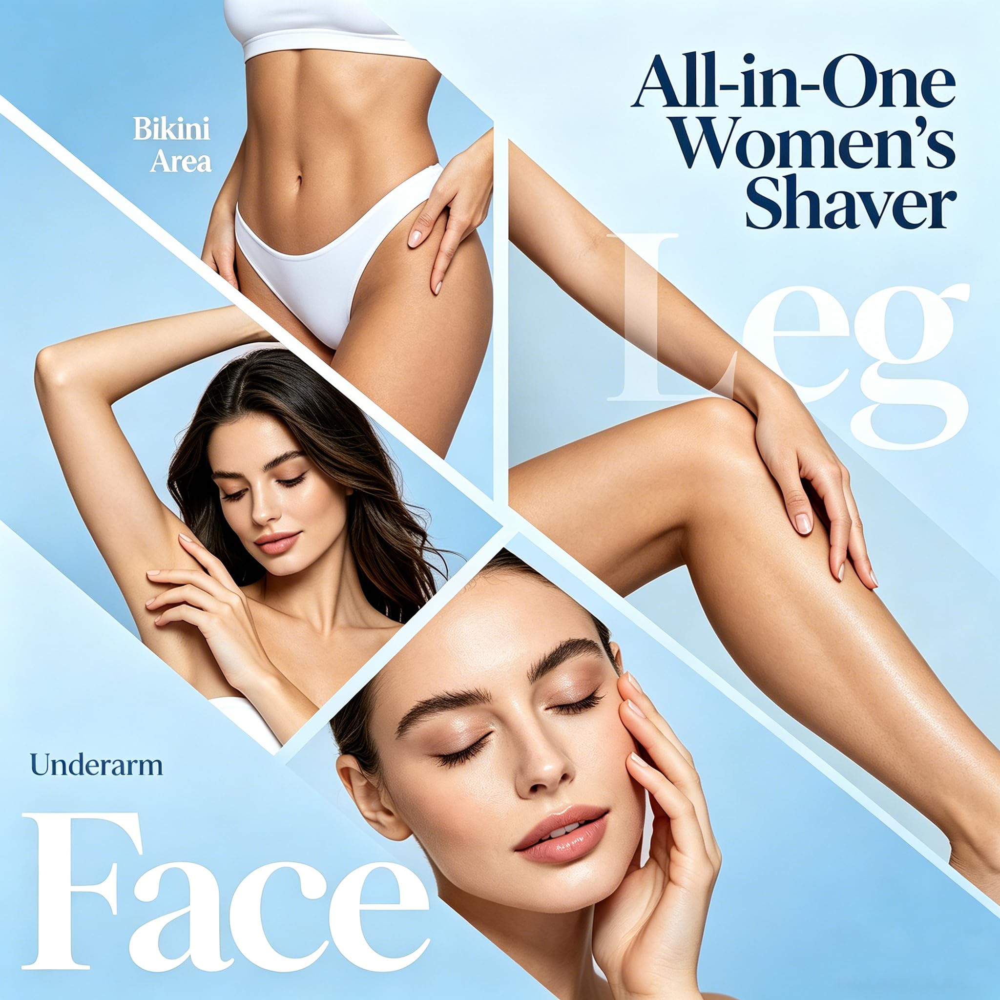 Rasoio per bikini da donna, rasoio elettrico 2 in 1 a doppia testa e rasoio per il corpo, rasoio elettrico senza fili e impermeabile, per donne, depilazione indolore con finitura setosa, blu2