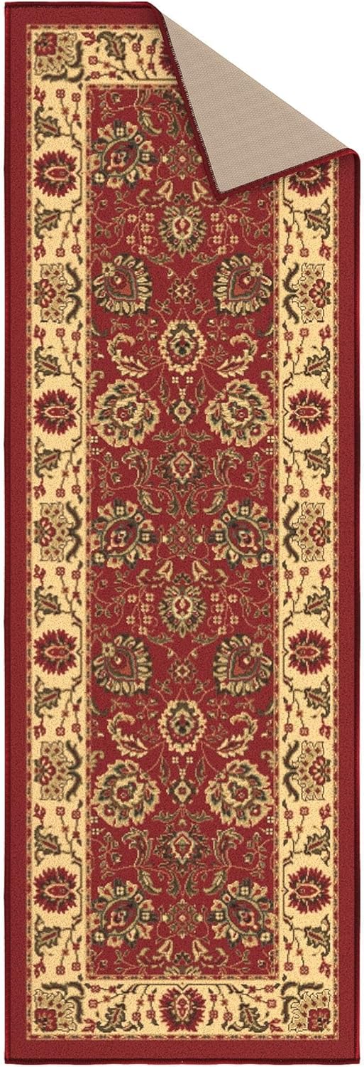 Ottomanson Hallway Runner Rug 20" x 53" Non Slip Oriental Area Rugs Easy to Clean Laundry Rug Runner Durable & Pet Friendly Floor Carpet Runners for Hallways Entryway Living Room Kitchen, Red
