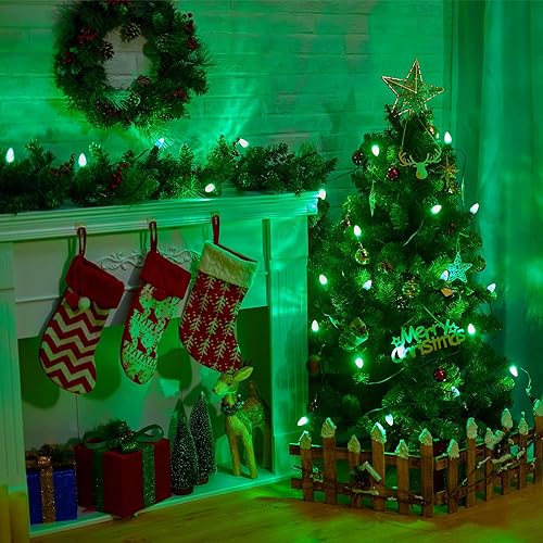 Miniatura 5 de Paquete de 25 bombillas de repuesto C7 de Navidad, bombilla incandescente verde C7 para cadena de luces de Navidad, base de candelabro E12, 5 W