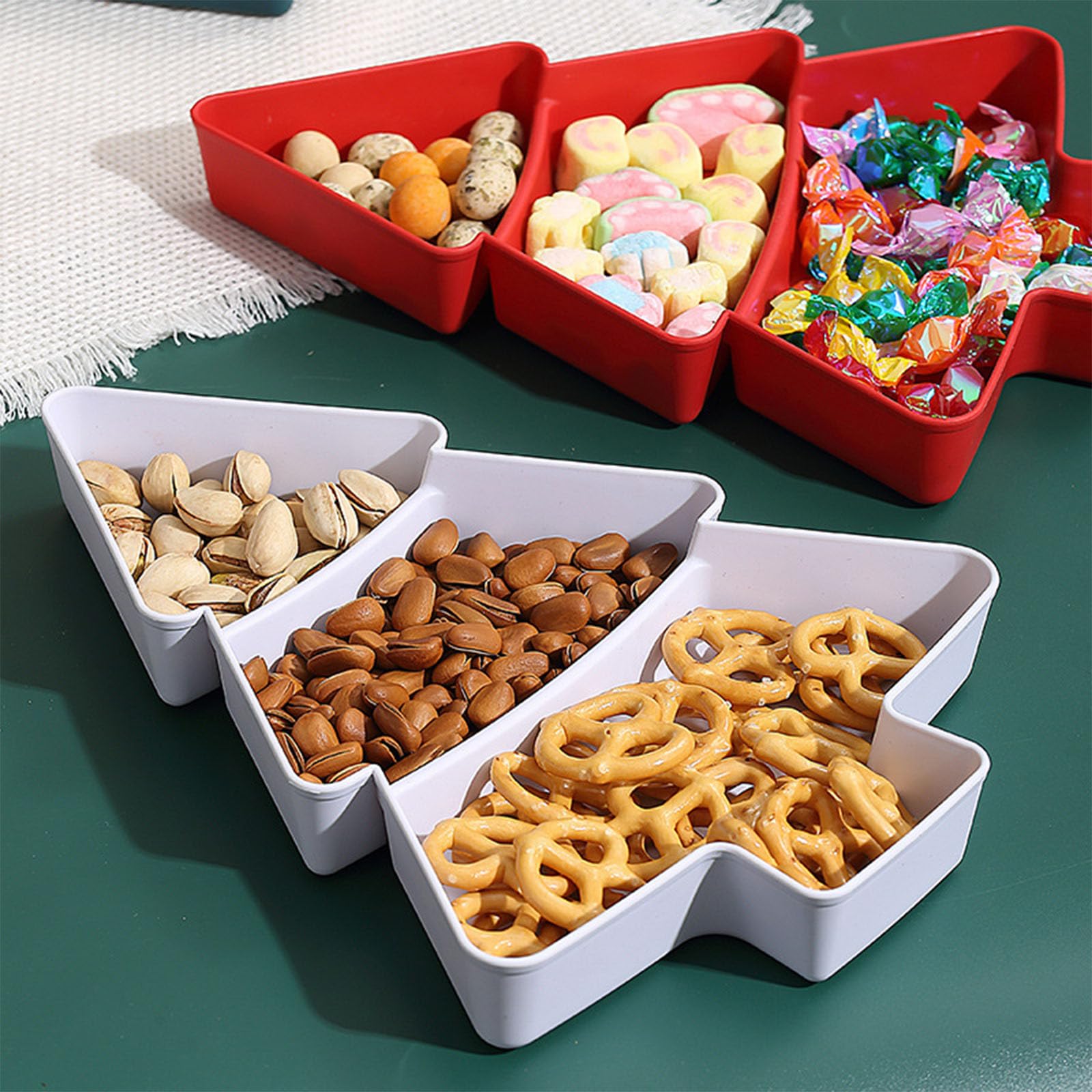 DOITOOL 2pcs Snack antipasto vassoi a forma di albero di Natale Dessert piatti da portata snack vassoio vassoio di frutta formaggio dessert vassoio piatto grigio