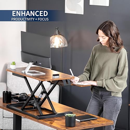 Miniatura 4 de VIVO convertidor de escritorio de 28 pulgadas, serie K, elevador ajustable de sentado a parado, estación de trabajo para monitor dual y portátil con