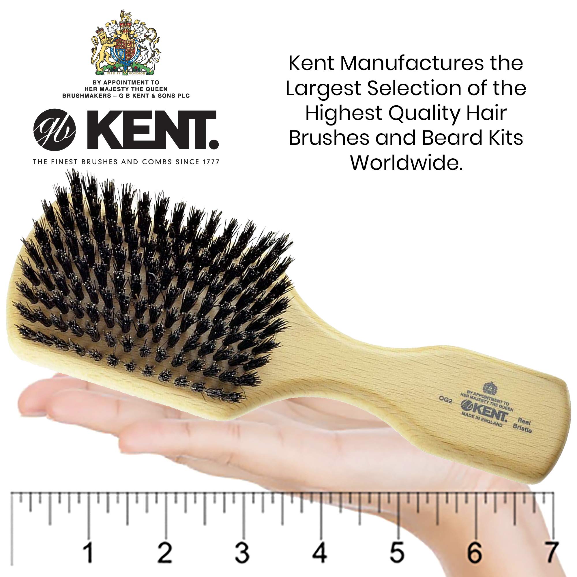 Kent OG2 Beechwood Hair Brush and Facial Brush for Beard Care