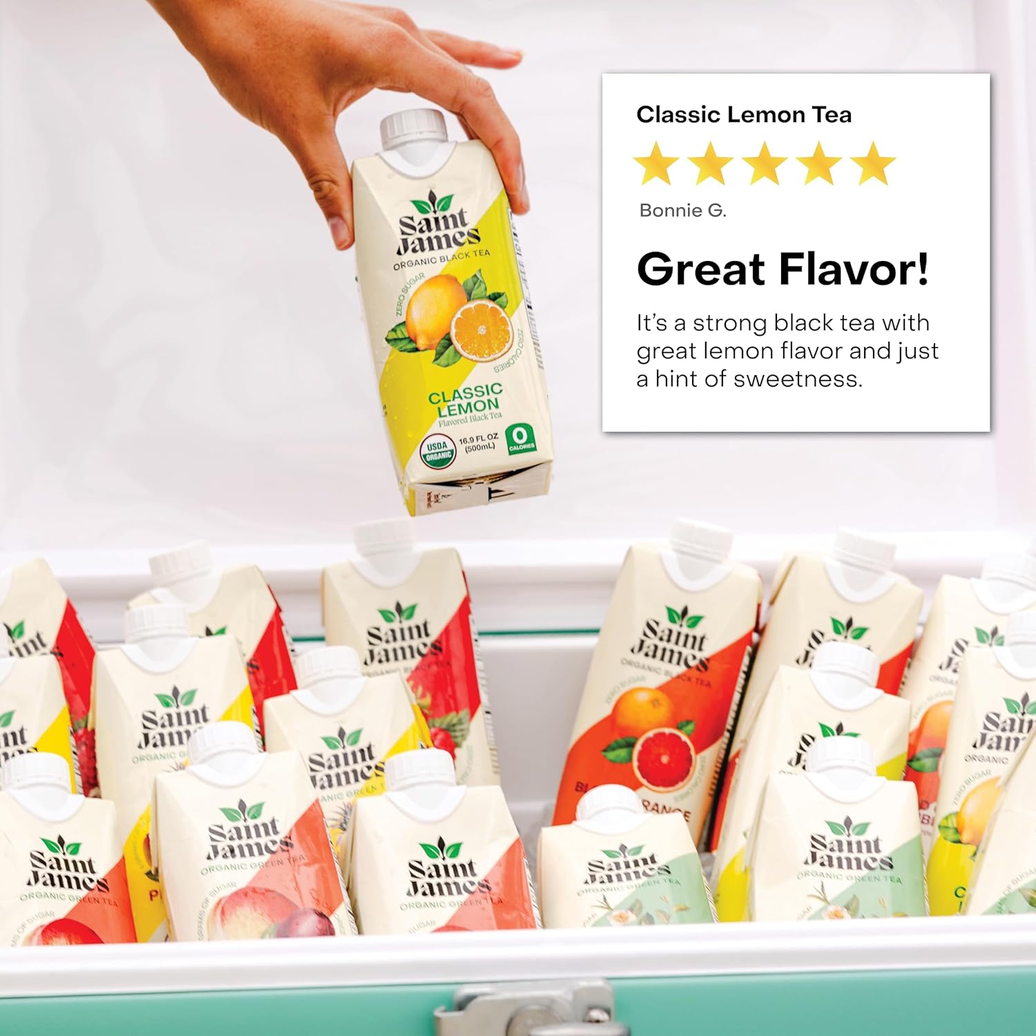 Saint James Organic Black Tea, Classic Lemon, Zero Sugar, Kosher, USDA Certified Organic, 16.9 Fluid Ounce (Pack of 12) - Image 7