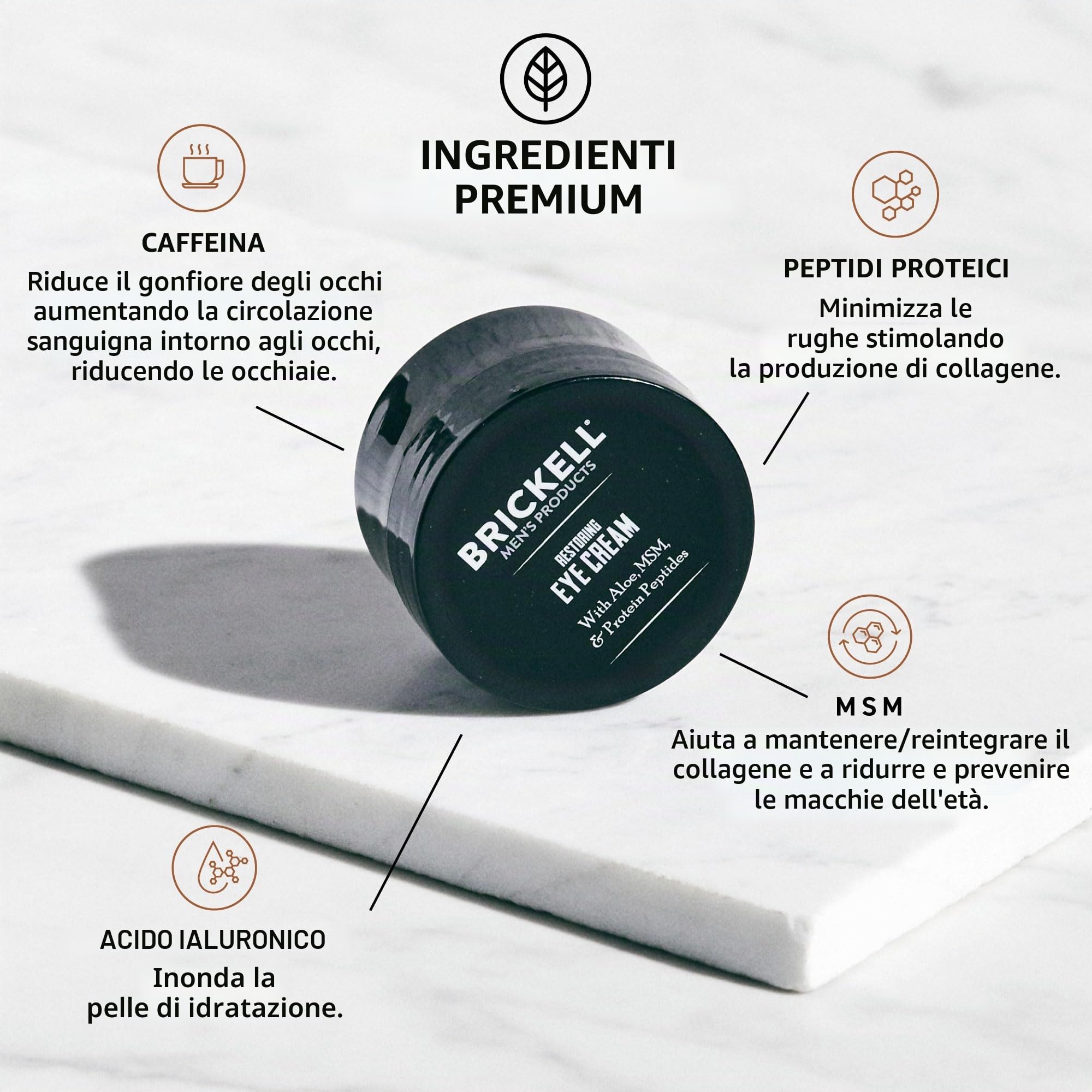 Brickell Men's Products Crema Ripristino per Occhi, Naturale ed Organica, anti-invecchiamento, Crema per Occhi per ridurre il gonfiore, le rughe i cerchi neri e le borse sotto gli occhi, 15 ml