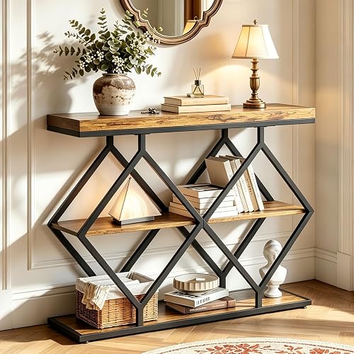 45% off promo code for Garvee 3 Tier Console Table,39" Industrial Entryway Table,Open Wood Shelves on Amazon