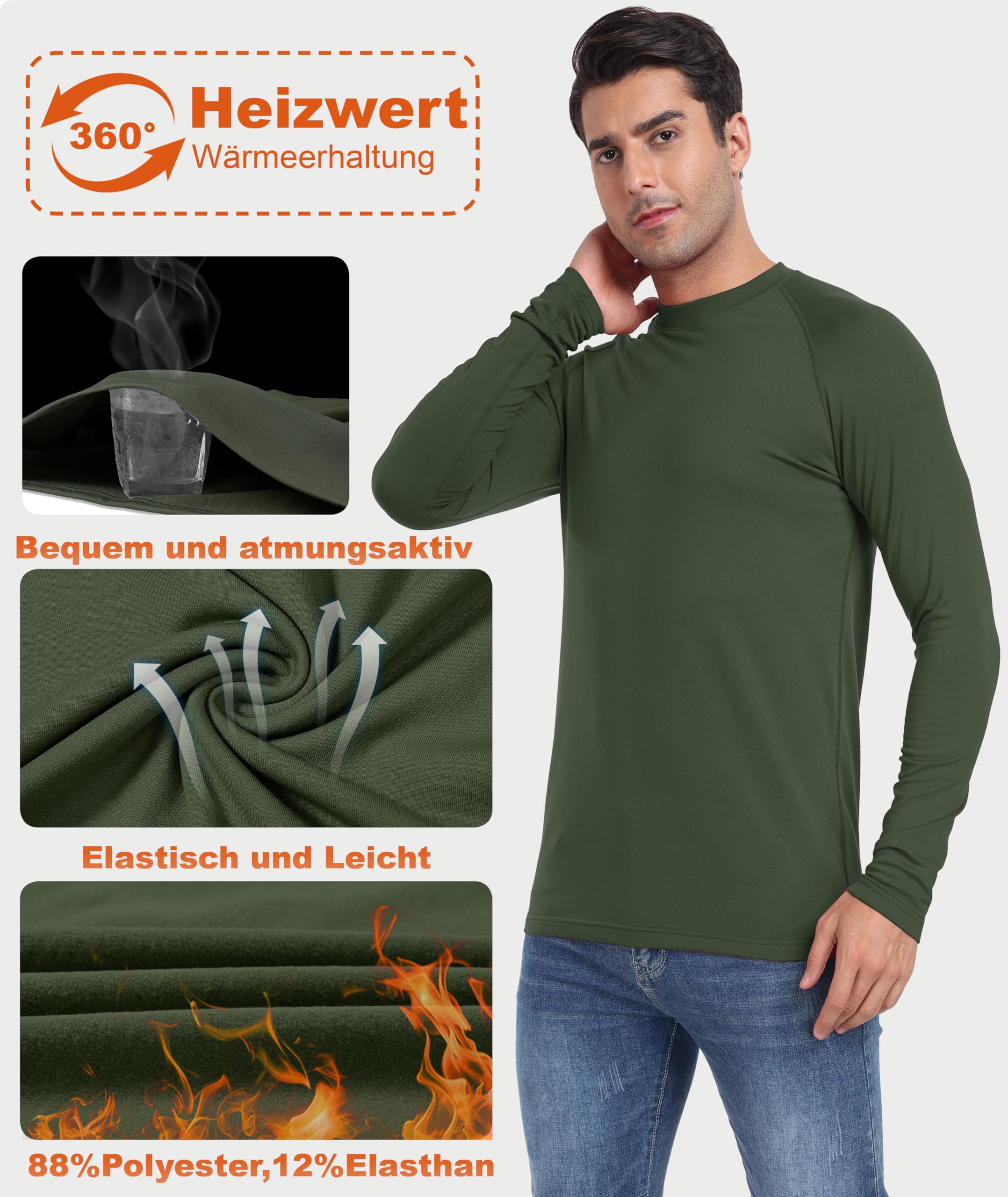 Djtnzdm Maglietta Compressione Uomo Maglia Termica Uomo in Pile Maniche Lunghe Invernale Sportivo Fitness Sci Termico Uomo Top