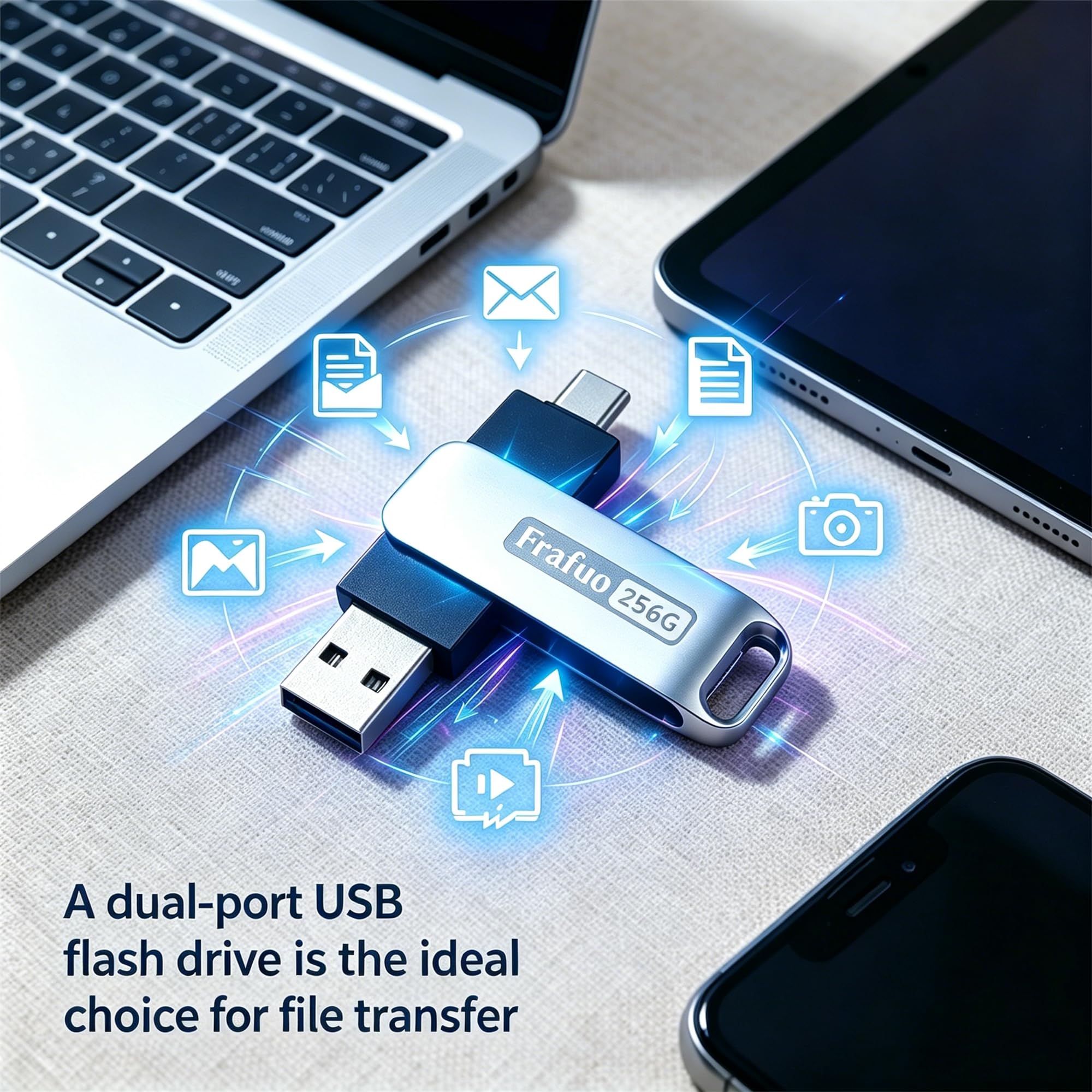 Clé USB USB-C pivotante double USB-A pour PC Android 256 Go