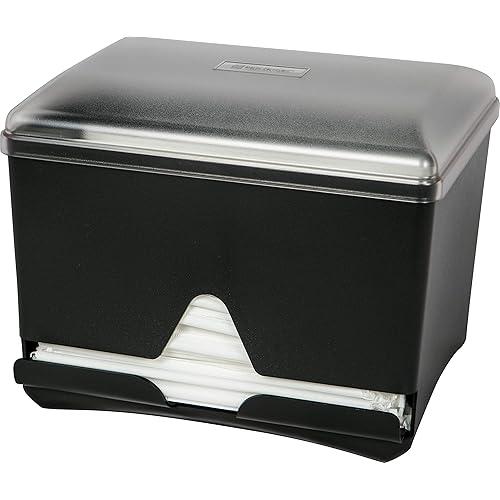 San Jamar Junior Bulk Straw Dispenser Holds 500 Straws for Restaurants, Dining Halls, and Fast Food, Plastic, 10.5 x 10.5 x 8.5 Inches, Black