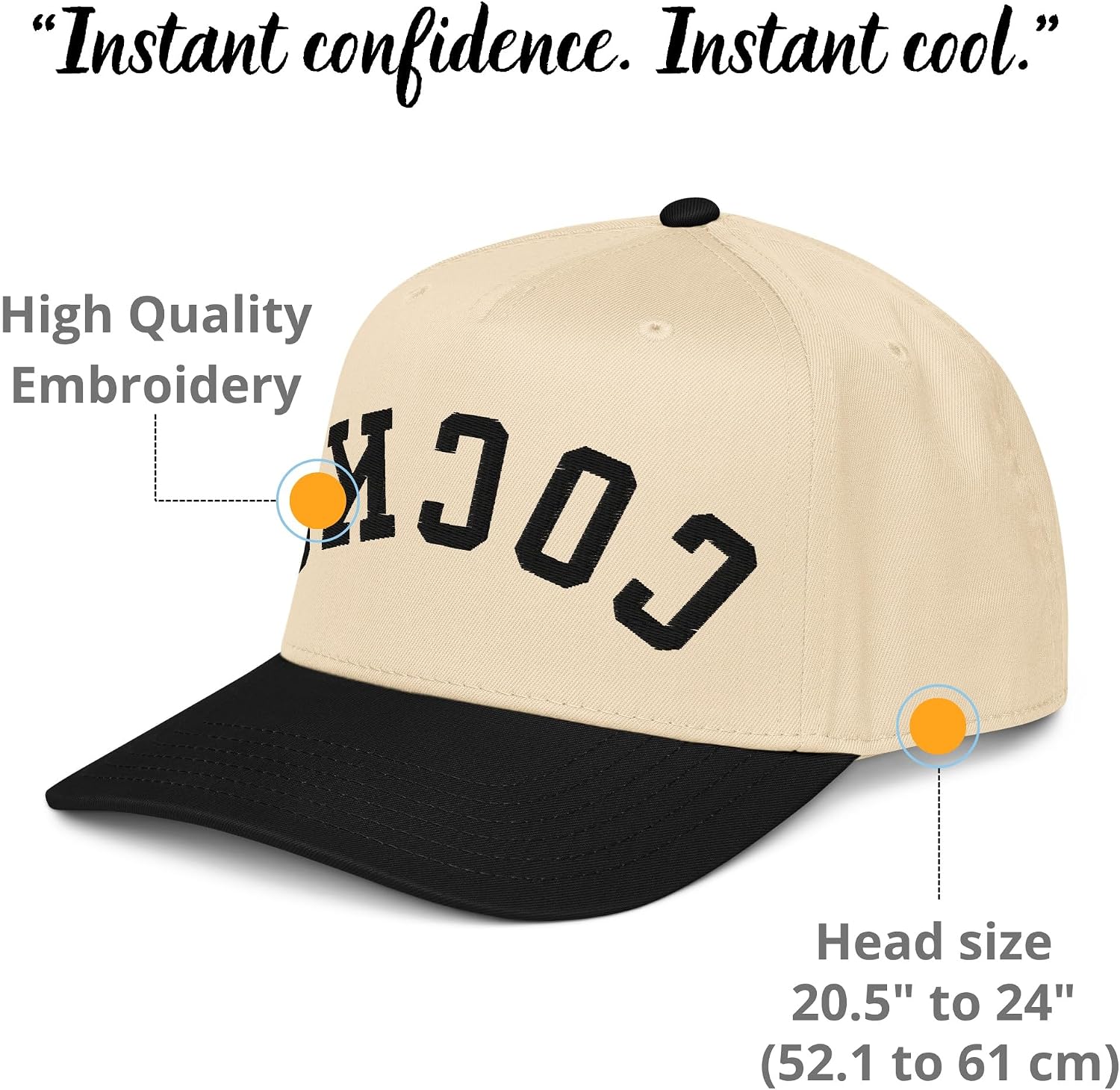 NX1 Upside Down Cocks 2 Tone Hat Embroidered Mid Crown Curved Bill Snapback Cap for Men and Women