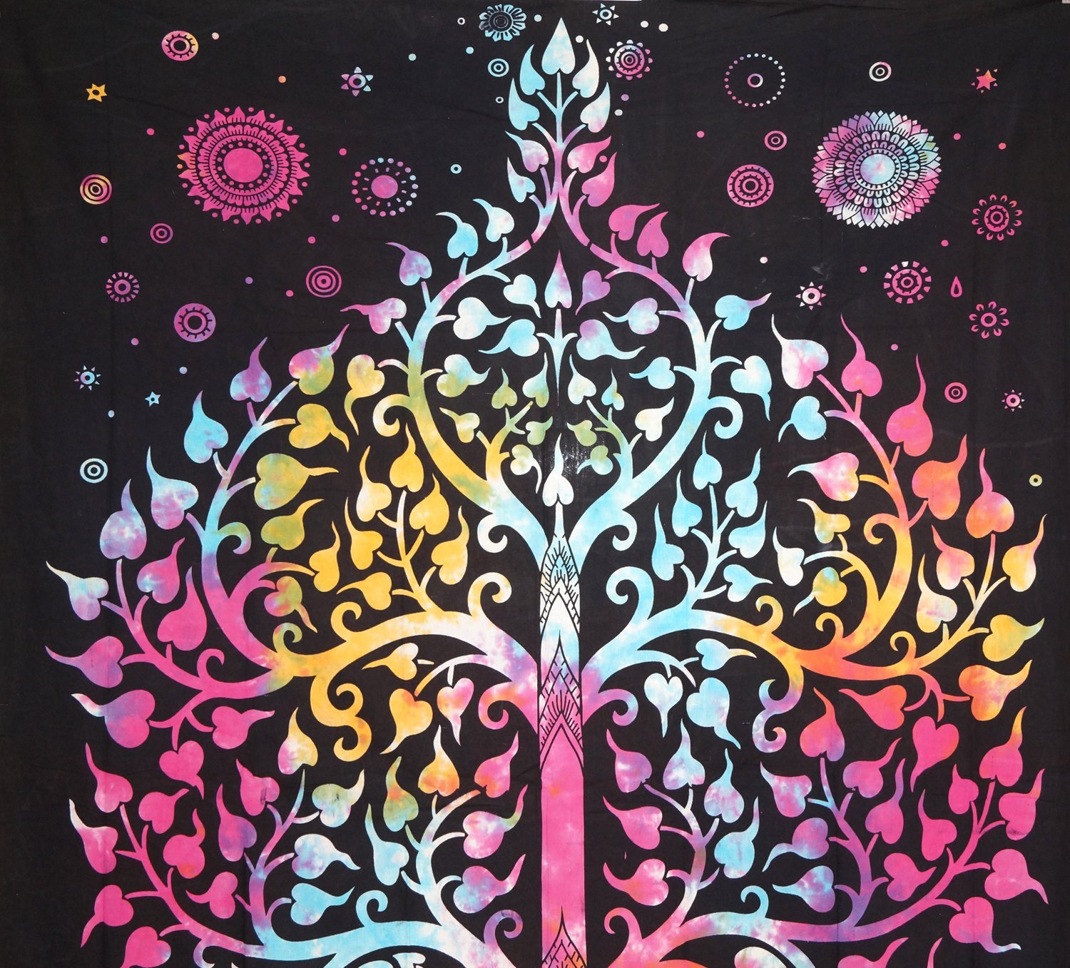 Sophia Art Indische Olifant Boom Tapijt, Veel Geluk Olifant Tapijt, Hippie Gypsy Wall Hanging, Boom van het Leven Tapestry Dorm Tapestry, Boheemse Bedsprei Decor (Multi