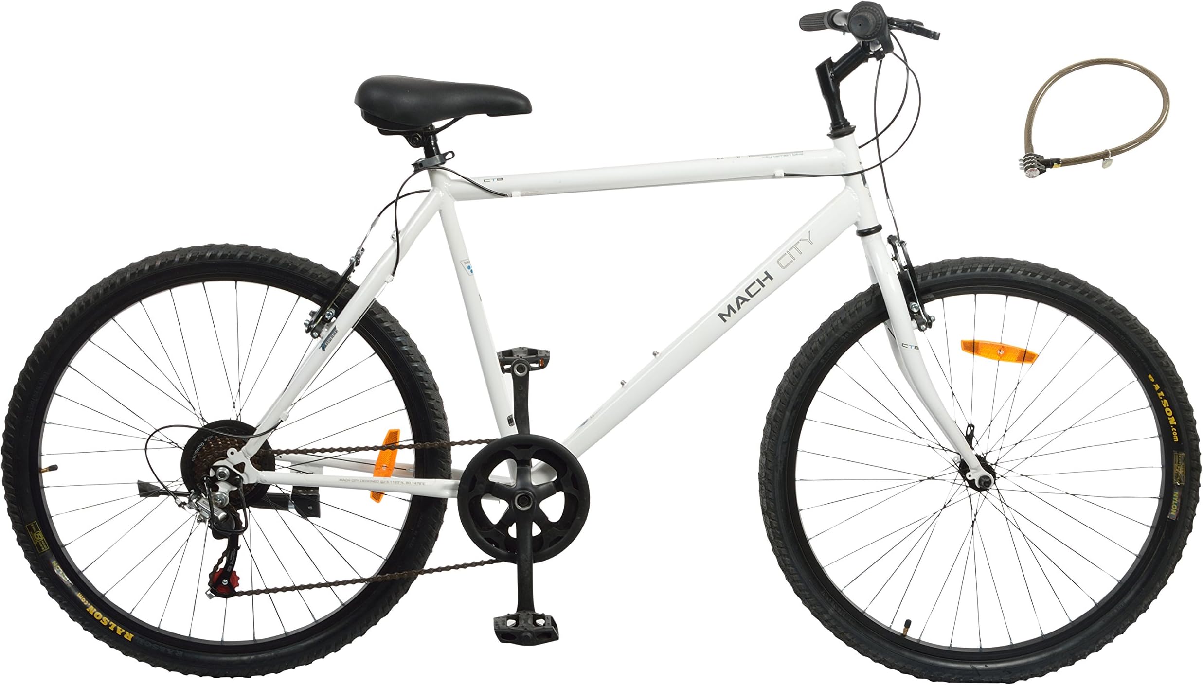 Mach City 26 Inch Ibike 7 Speed Cycle With Free Mojo Bonus Lock - White