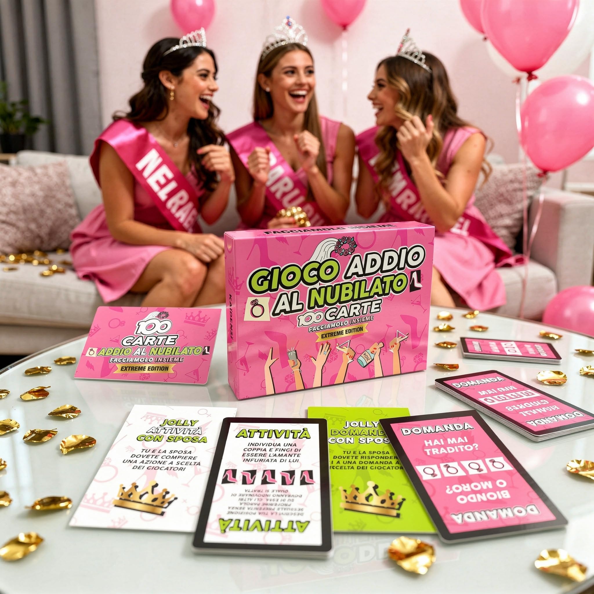 KAÏDENSÏ Giochi Addio al Nubilato - 100 Carte da Gioco Team Bride - Addio al Nubilato Gadget Sposa - Kit Accessori Divertenti per Futura Sposa e Amiche