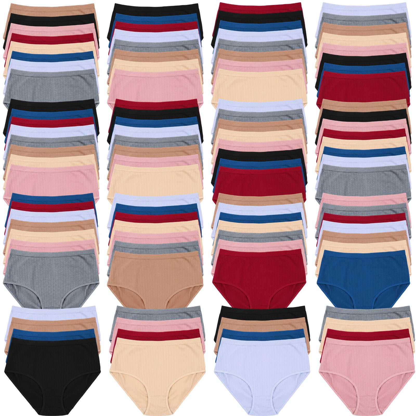 100 PCS Woman Underwear Bulk - Mixed Colors Sizes Cotton Full Coverage Panty Wholesale for Donation Homeless Shelter