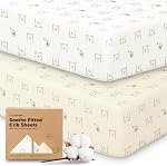 KeaBabies 2pk Feuilles de coton biologique pour les garçons filles 58x28 (Bumble bear)--Fitted Crib Matelas feuille neutre, housse respirante pour lit bébé ensemble, Matelas pour tout-petit, doux & Imprimés mignons