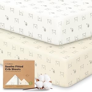 KeaBabies 2pk Organic Cotton Crib Sheets for Boys Girls 58x28 (Bumble Bear) | Fitted Crib Mattress Sheet Neutral, Breathable Cover for Baby Bed Set, Toddler Mattress, Soft & Cute Prints
