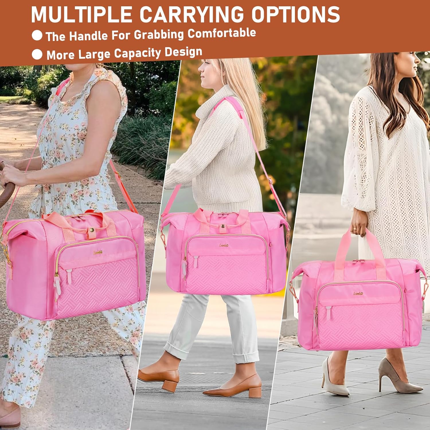 7pcs Diaper Bag Tote, Large Mommy Travel Diaper bags, Baby Diaper Tote Bag for Mom Hospital Baby, Pink - Image 2