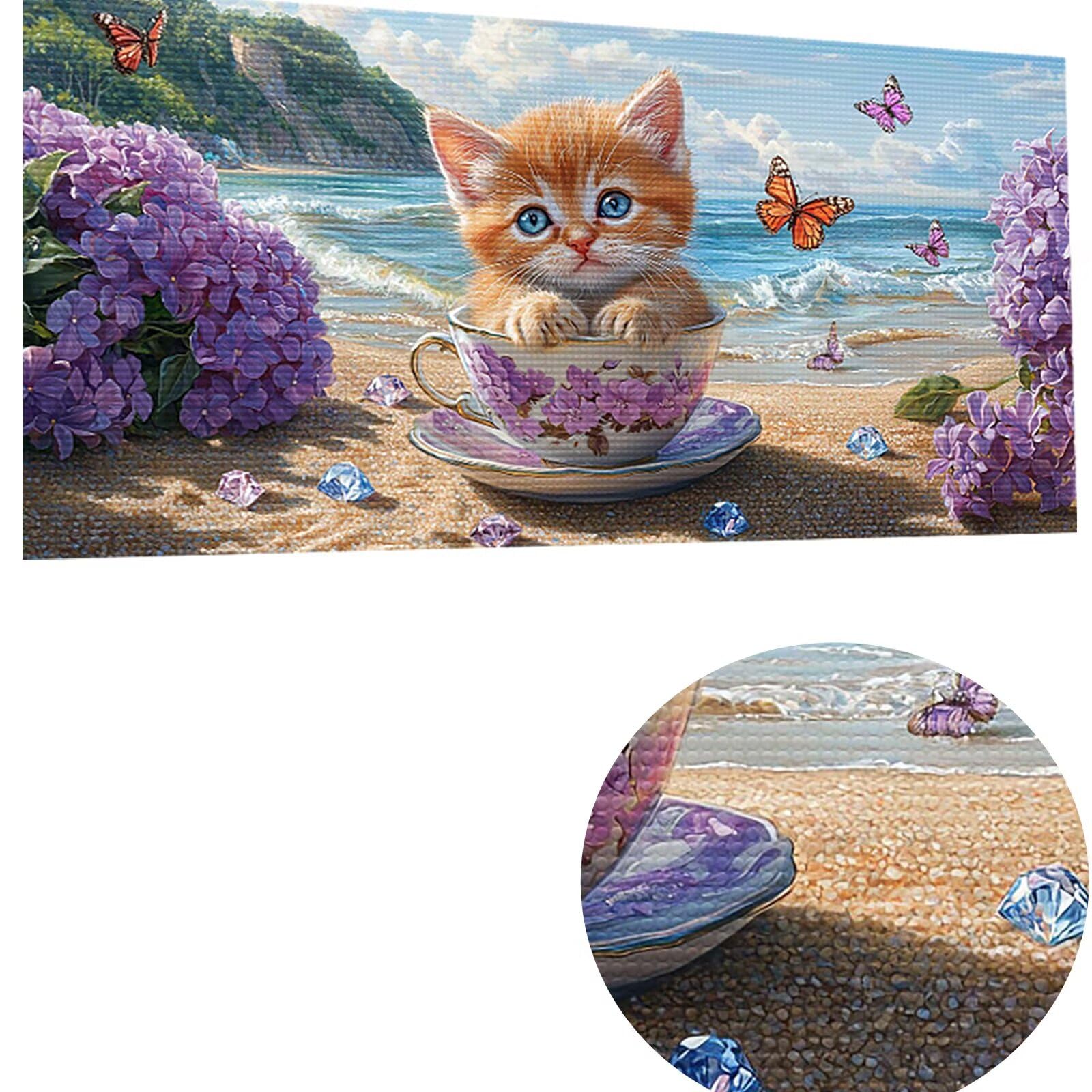 Diamentowa sztuka filiżanka do herbaty diamentowe zestawy do malowania dla dorosłych kota duże 100 x 200 cm sztuka i rzemiosło dla dzieci początkujących DIY 5D pełne wiercenie kryształ klejnot sztuka