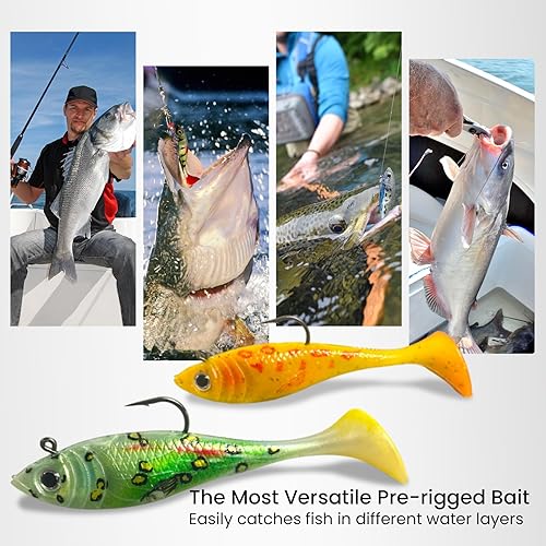 Miniatura 7 de Pristis Jig Head Fishing Lures for Freshwater Saltwater, Weedless Swim Jig Teasers with Sharp Hooks & Exquisite Coating, Pre-Rigged Vibrating 6