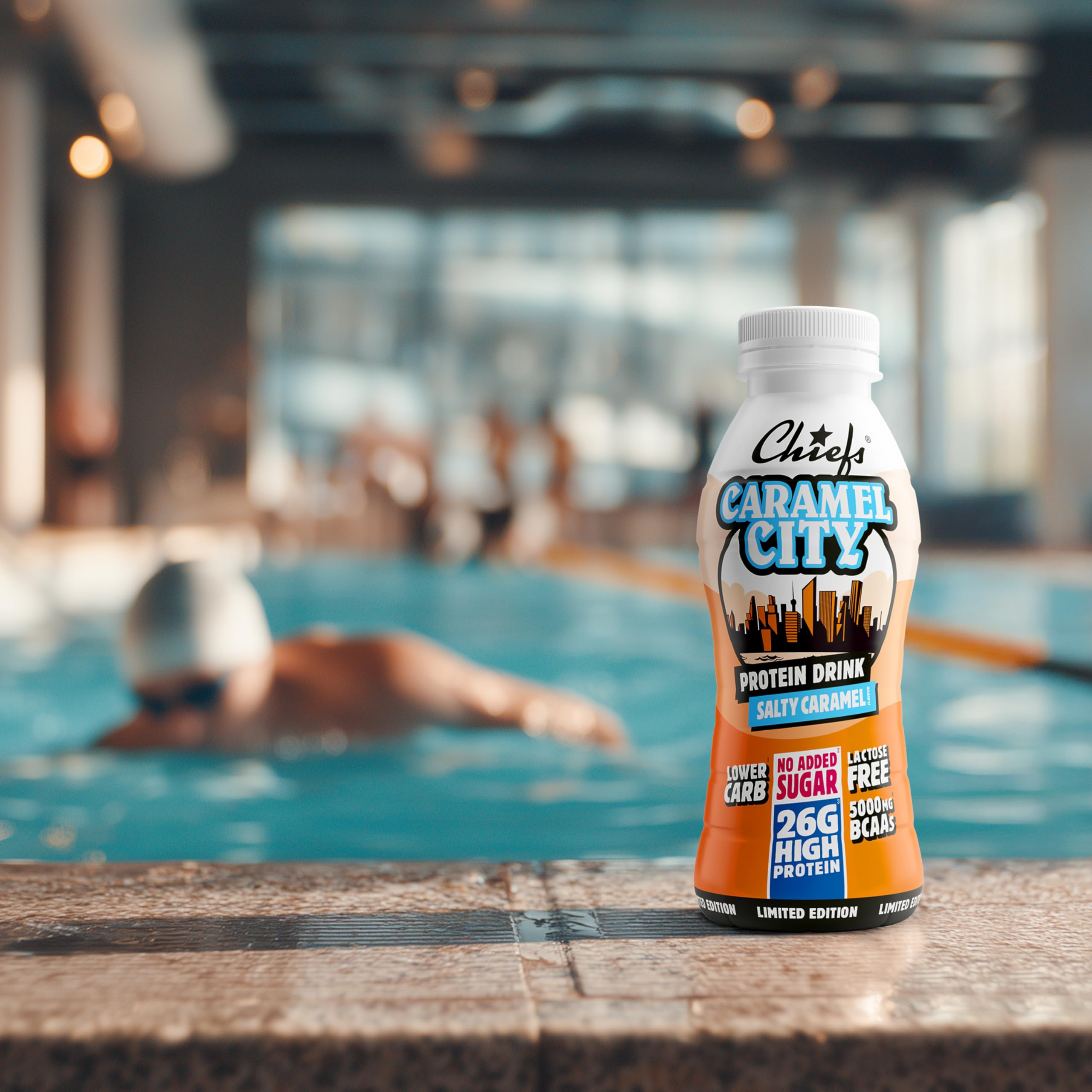 Chiefs Drink di Proteine, Bevanda Proteica al Caramello, Senza Lattosio, Senza Grassi e Zuccheri Aggiunti, 8 confezioni x 330ml