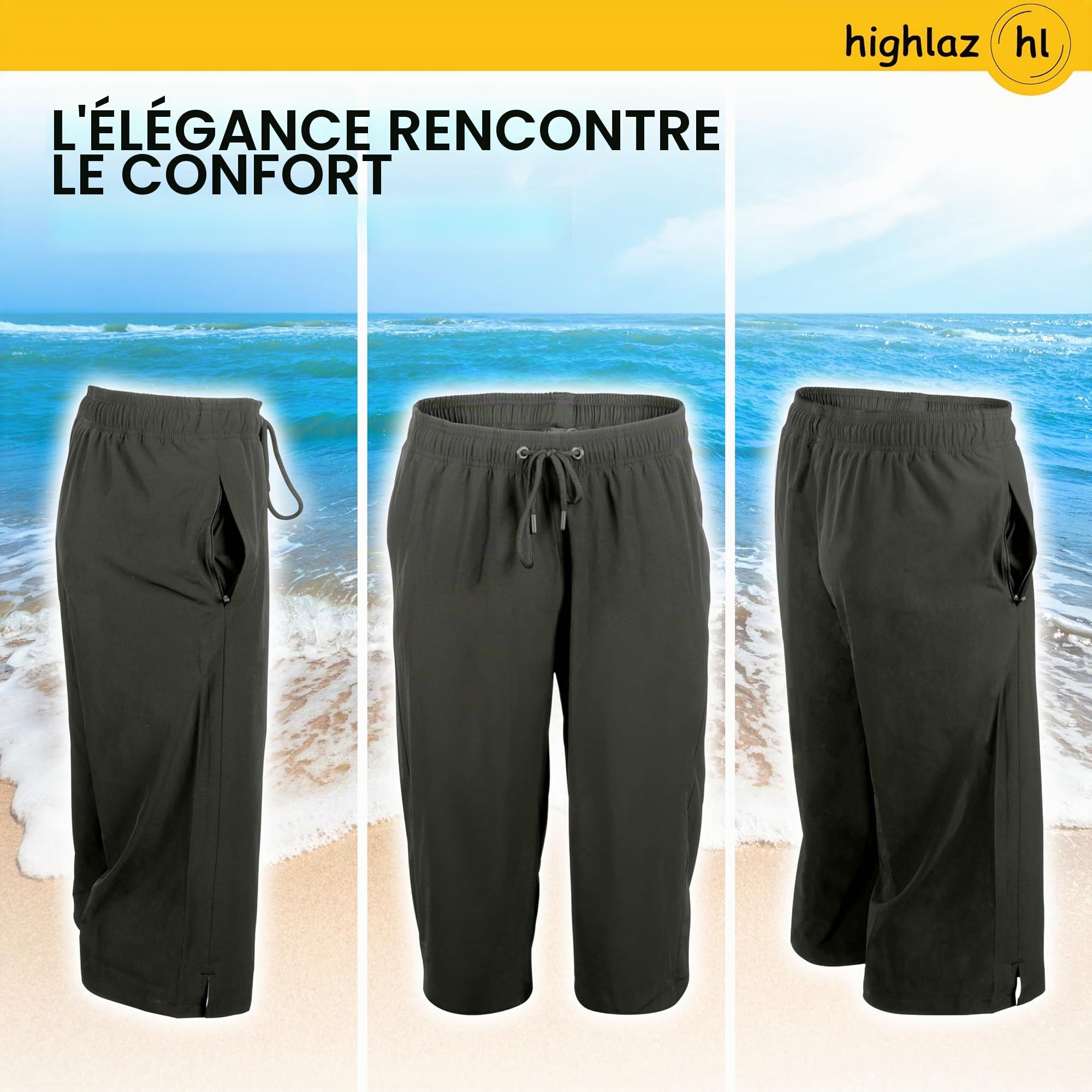 Short de bain pour homme, confortable, extra long, avec poches zippées, respirant, séchage rapide