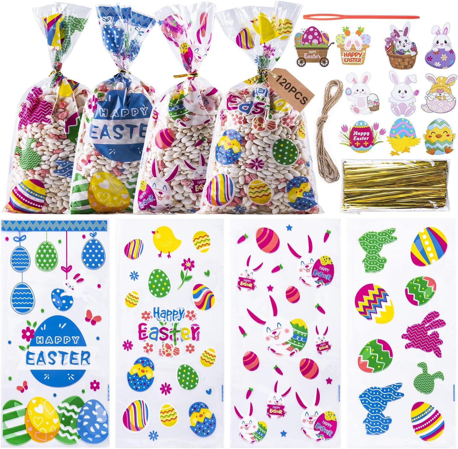 Goture 120 Pieces Cellophane Treat Bags FGH