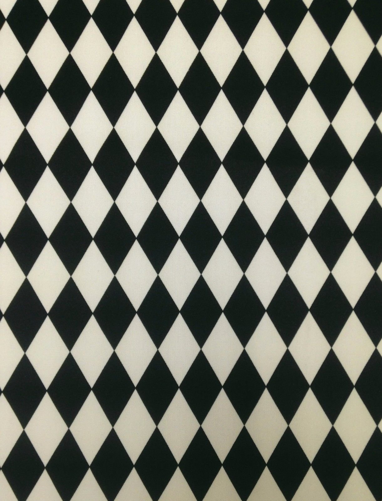 Black & Ivory Diamond Pattern on Stretch Techno Knit Polyester Spandex Fabric by The Yard