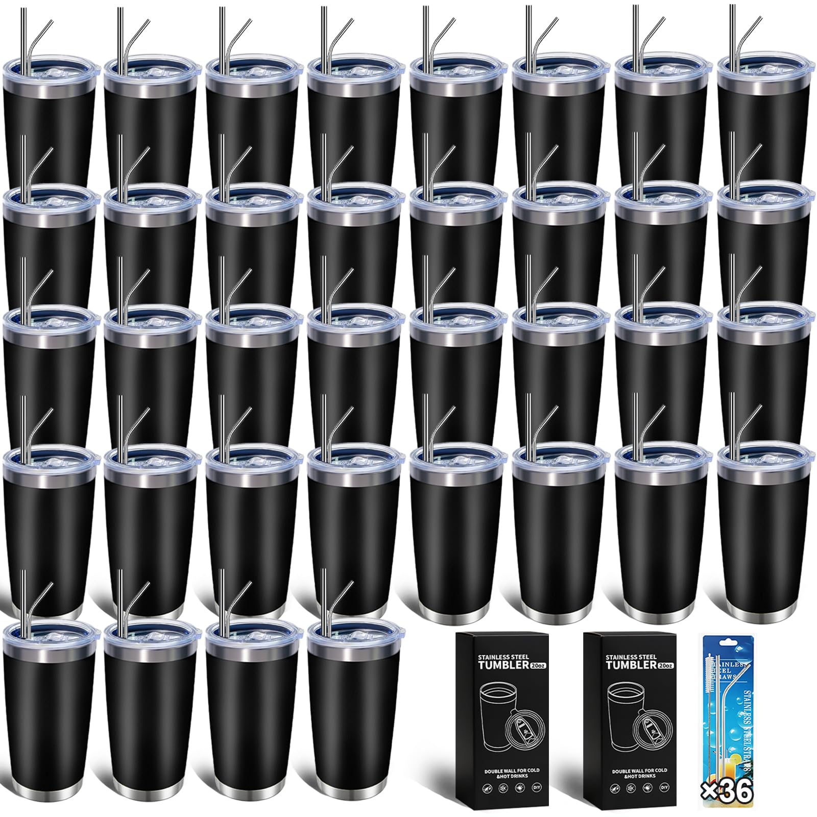 HAOLI Edelstahlbecher mit Deckel und Strohhalm, auslaufsicher, doppelwandig, Reisebecher für heiße und kalte Getränke, für Zuhause, Büro, Outdoor, Party, langlebig, pulverbeschichtet, isoliert