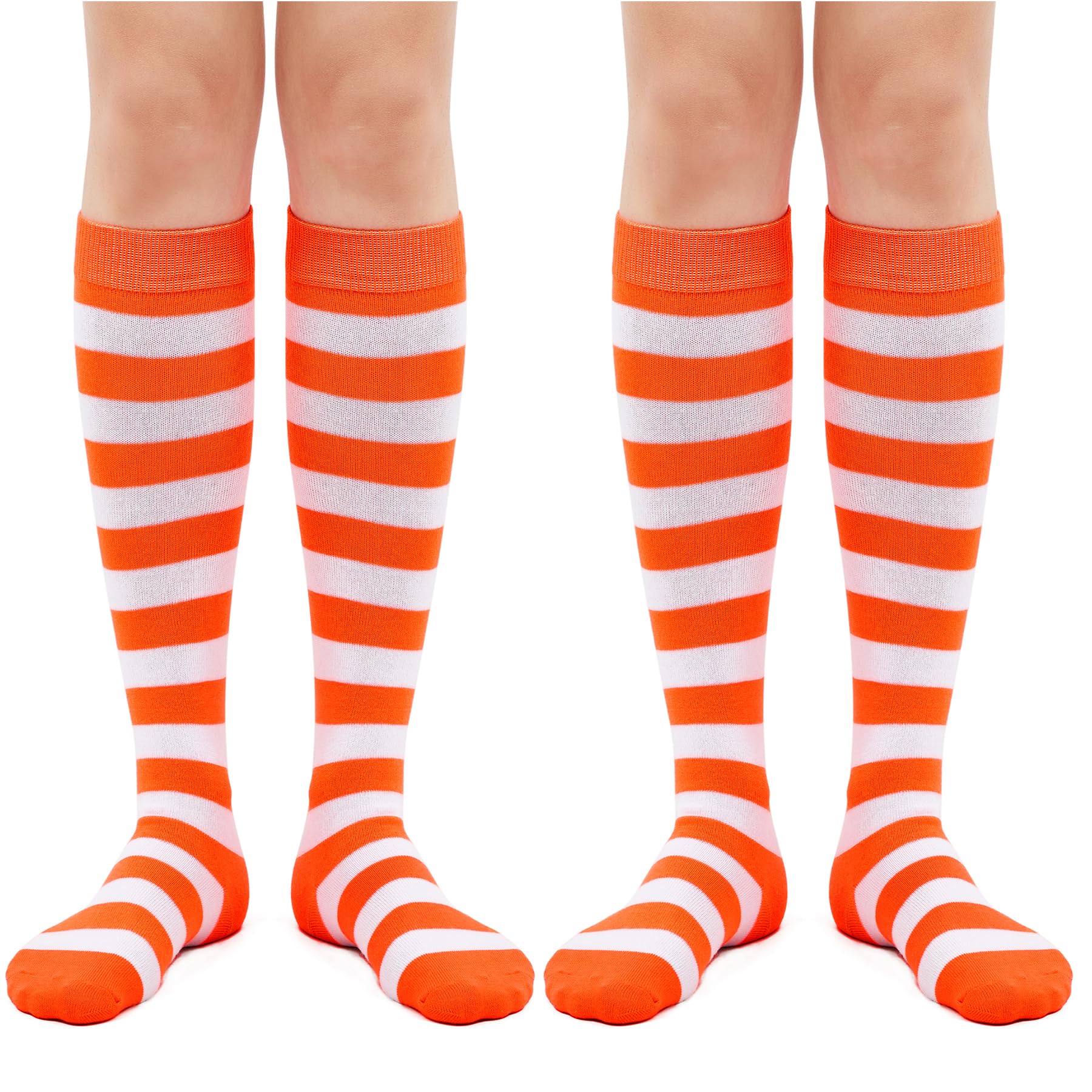 Zando Knee High Socks for Women Striped Athletic Long Tall Tube Socks Outdoor Sports Casual Thigh High Stockings