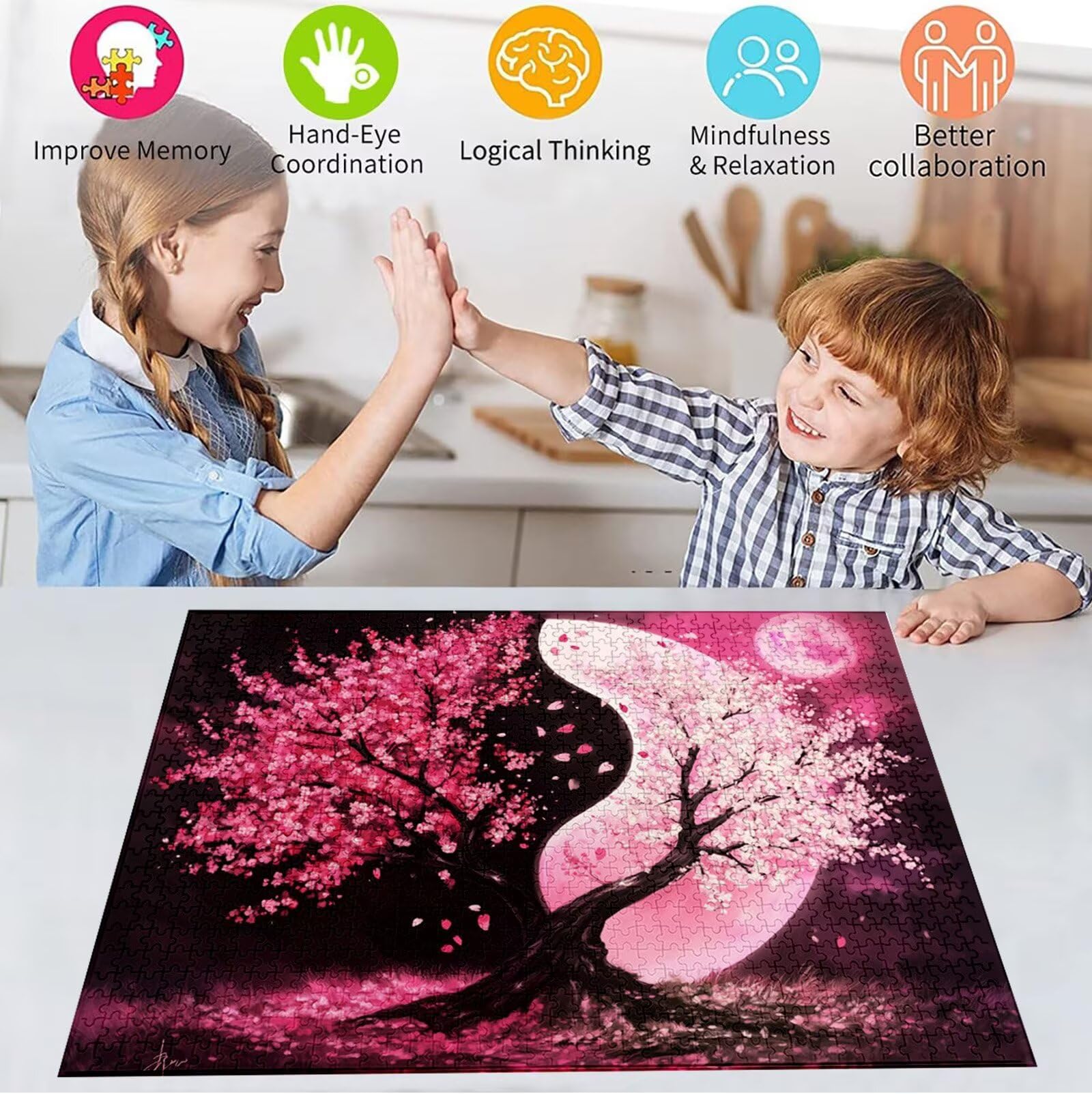 Puzzle 5000 Pezzi, 3 4 5 Anni Puzzle Luna 6 7 8 Anni Giochi Educativi Sostenibili Con Motivi Per Adulti Da Gioco in Legno Di Alta Qualità Jigsaw Paesaggio per Gioco Familiare, Regalo Natale H-6380