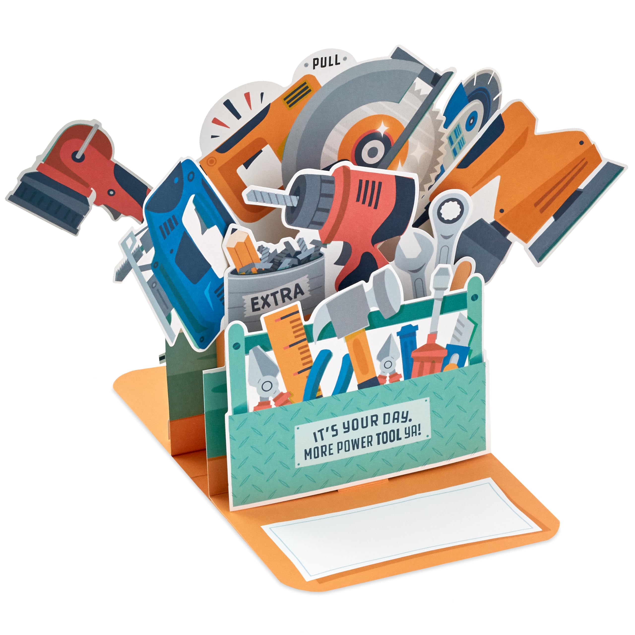 Hallmark 3D & Pop Up Fathers Day Card, Red Toolbox Design with Tools & Machinery, Dad, Grandad, Father, Husband, Red, Blue, Orange