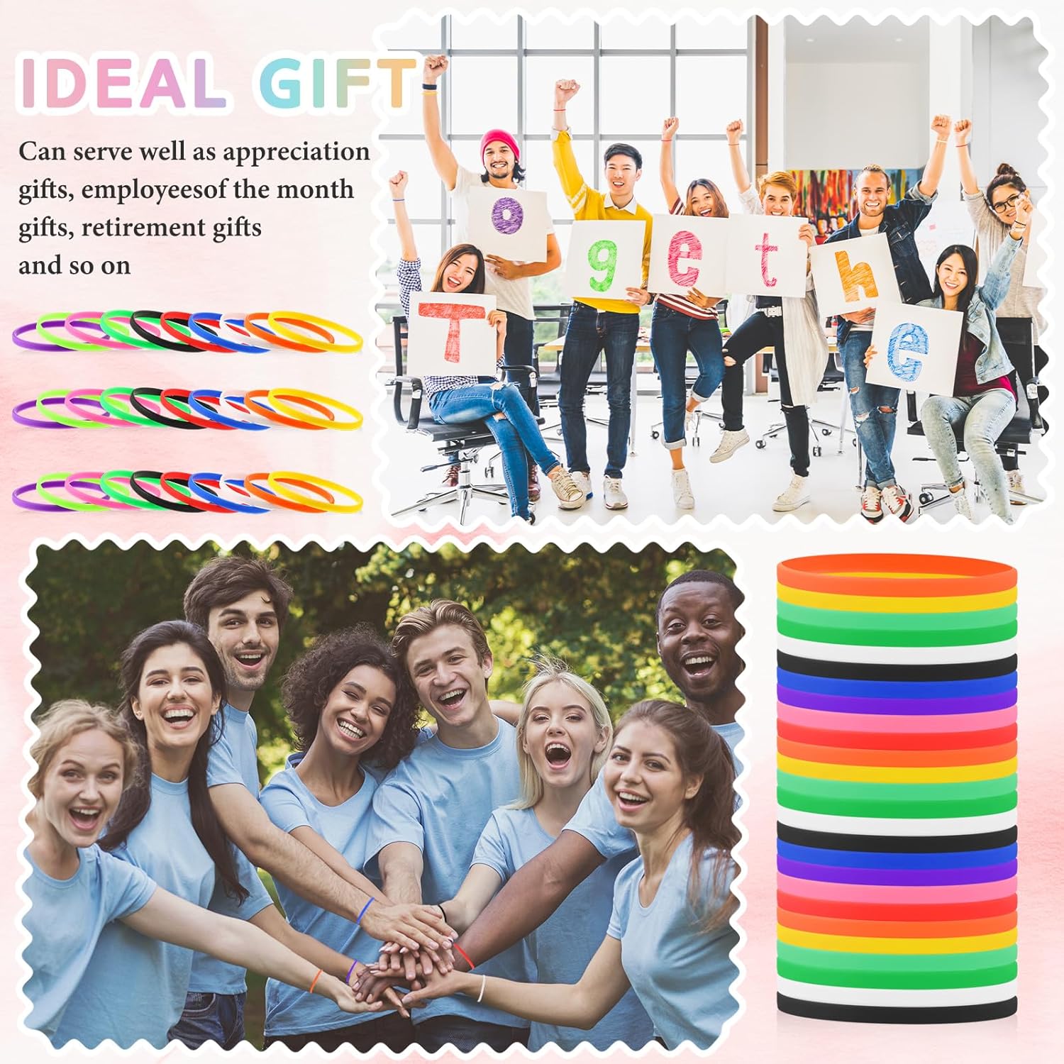 Liliful 400 Pcs Silicone Wristbands Solid Color Silicone Bracelets Blank Rubber Sports Rubber Wristbands Bracelets Stretch Bands for Adults Men Women Teen(Colorful) - Image 4