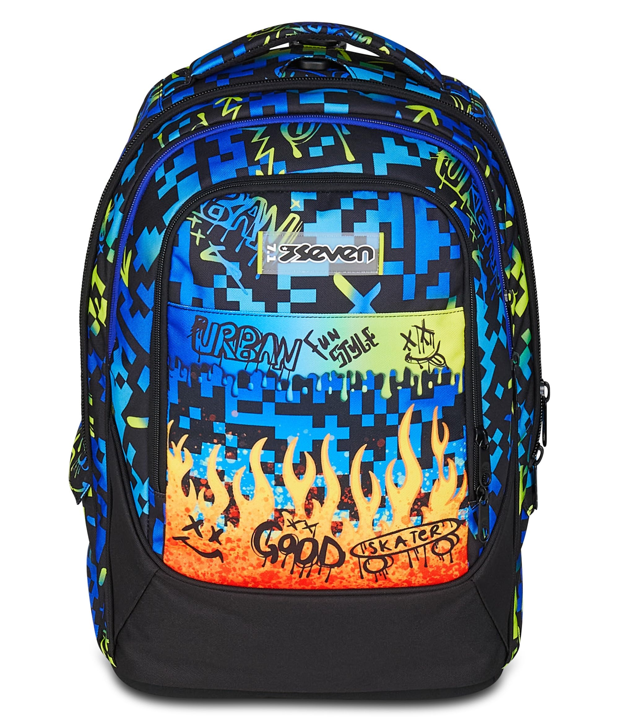 Seven Mochila escolar desmontable Tyre, azul, mochila con carro desmontable de 40 L, maxi ruedas y sistema crossover, manejable y resistente, escuela primaria y secundaria, mochila para niña